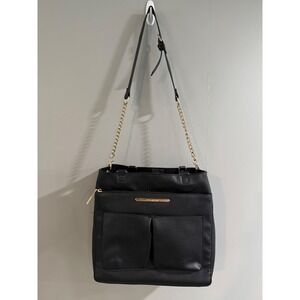 Steve Madden Black‎ Tote Bag Gold Chain Shoulder Bag Faux Leather
